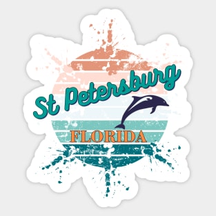 St Petersburg Florida Exploding Retro Vintage Sunset T-Shirt Sticker